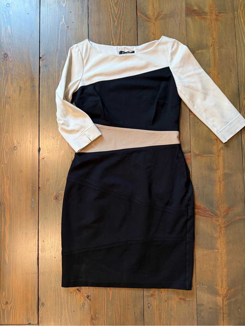 WHBM Tan Black White Colorblock Dress Size 2
